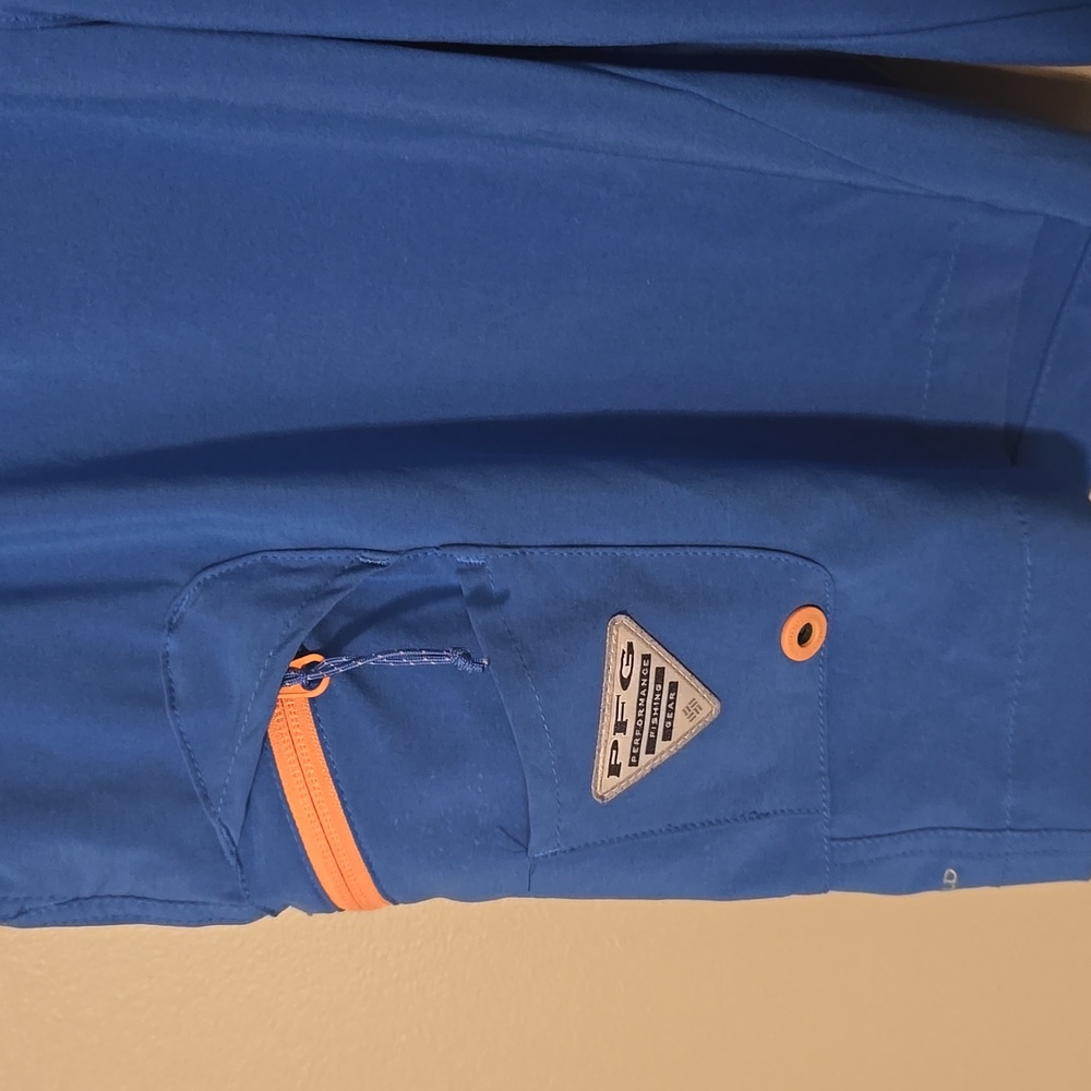 Columbia PFG Omni-Shield Cargo Shorts Blue Fishing Hiking 10" Mens Size 34 - Picture 2 of 4